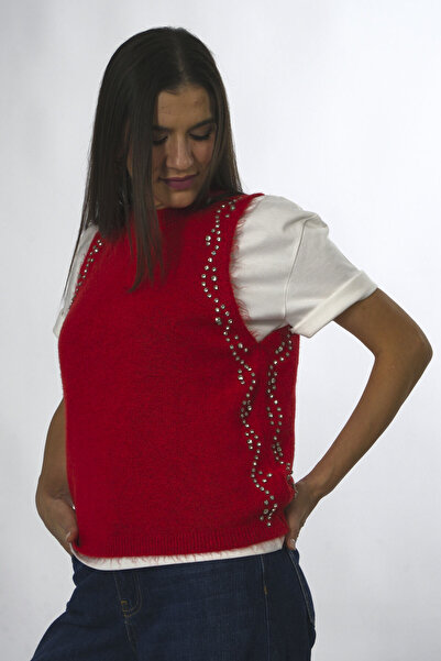 ABBRA Women's Sweater with Stones on the Sides