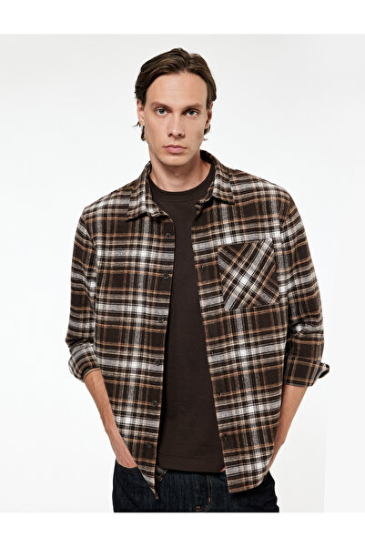 Koton Καρό πουκάμισο ξυλοκόπο με μακριά μανίκια με λεπτομέρεια τσέπης