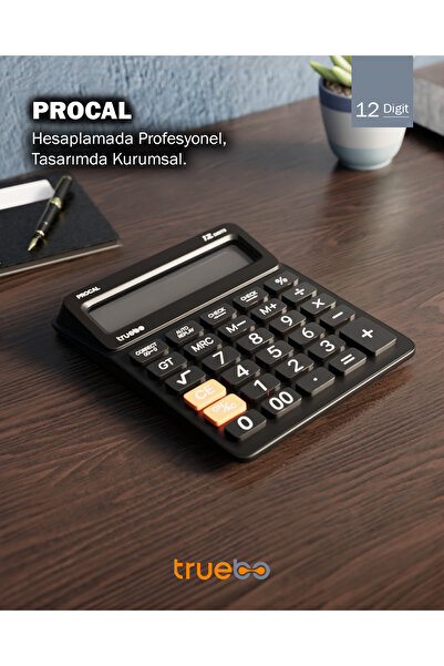 truebo ProCal Profesyonel Siyah Hesap Makinesi