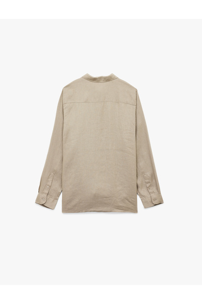 Koton Regular Fit Classic Collar Long Sleeve Linen Shirt