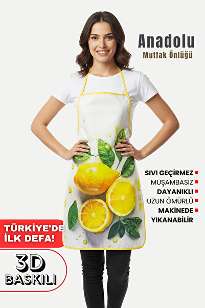 sevilya Anadolu 3 Boyutlu Mutfak Önlüğü 3D Baskılı Mutfak Önlüğü Sıvı Su Geçi...