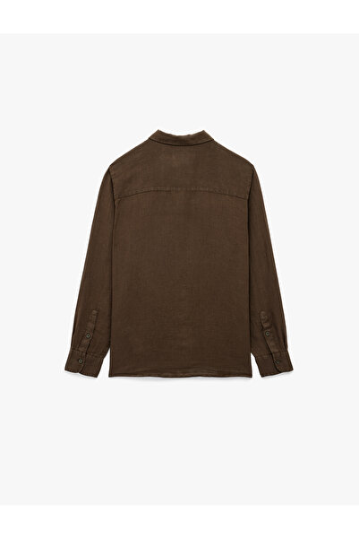 Koton Regular Fit Long Sleeve Classic Collar Linen Shirt