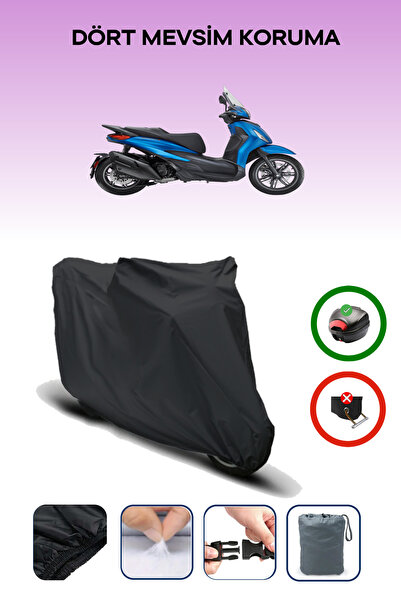 Breen Piaggio Beverly 400 - مشمع دراجة نارية أسود، حقيبة خلفية مقاومة للماء و...
