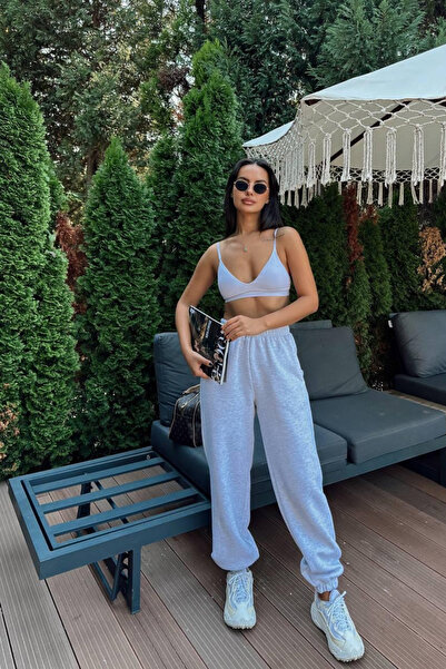 Bliss Kadın Yüksek Bel Lastikli Paça Rahat Kesim Kışlık Eşofman Altı