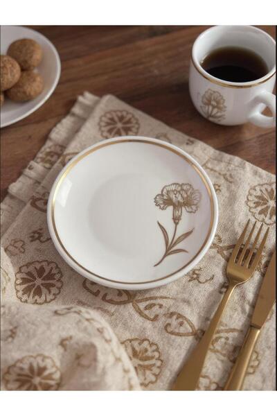Motiff 15 cm 4 Pieces Modern Carnation Patterned Dessert and Appetizer Plate/ Gift and Presentation Plate