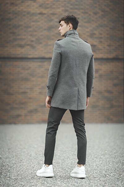 Oksit Tuci Payson High Collar Slim Fit Coat with Pocket Detail