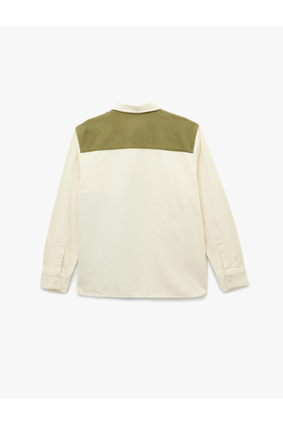 Koton Regular Fit Renk Kontrastlı Pamuklu Gabardin Uzun Kollu Klasik Yaka Gömlek Ceket