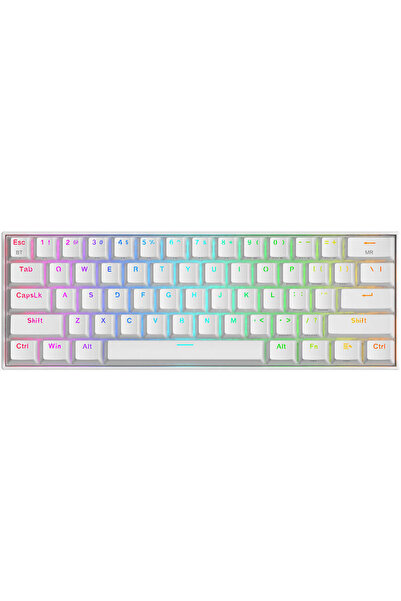 Genel Markalar K530 Pro Draconic Brown Switch TKL TR Q RGB Beyaz Mekanik Kablosuz Gaming (Oyuncu) Klavye