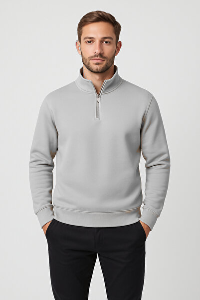 WE AND ME Regular Fit Yarım Fermuarlı Dik Yaka Basic Sweatshirt