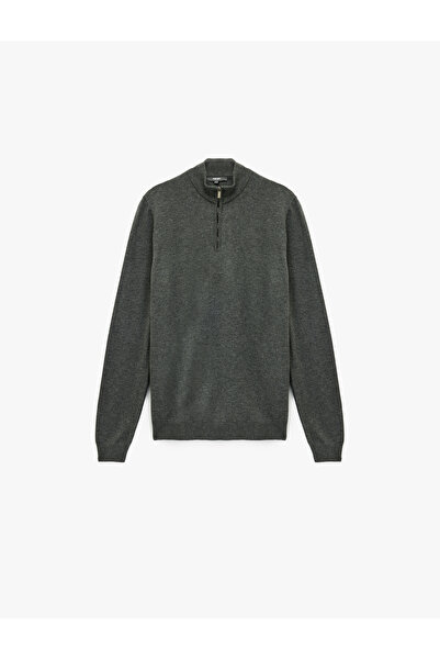 Koton Πλεκτό πουλόβερ με μακρύ μανίκι με μισό φερμουάρ