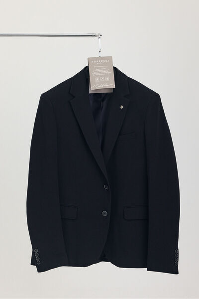 Frappoli Lacosse Erkek Koyu Lacivert Likralı Pamuklu Kumaşlı Slim Fit Spor Blazer Ceket (Büyük Beden-Battal)