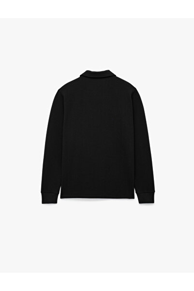 Koton Uzun Kollu Basic Dokulu Yarım Fermuarlı Polo Yaka Sweatshirt