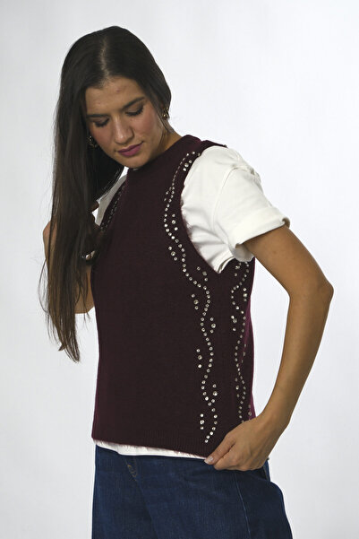 ABBRA Women's Sweater with Stones on the Sides