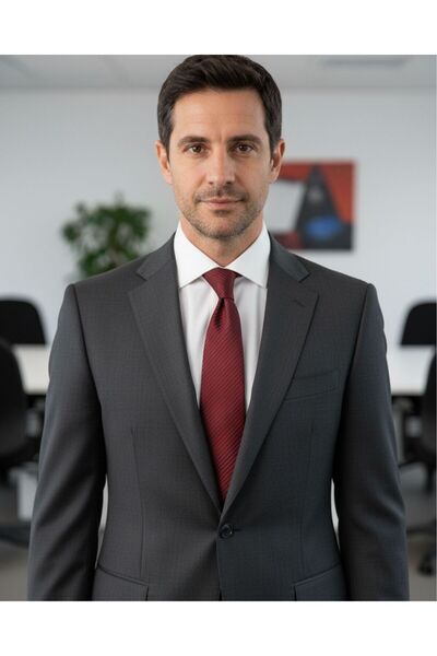 1001 Kravat 8 cm Wide Classic Burgundy Striped Men's Tie