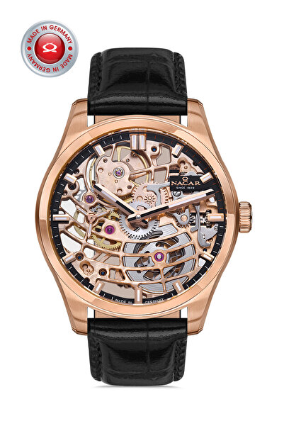 Nacar SAFİR CAM KLASİK SİYAH ERKEK KOL SAATİ NC02-290627-RBRL1