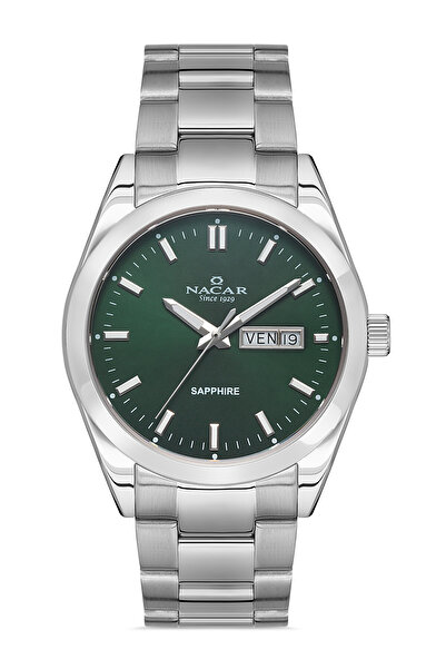Nacar SAFİR CAM KLASİK GÜMÜŞ ERKEK KOL SAATİ NC31-299227-ANM