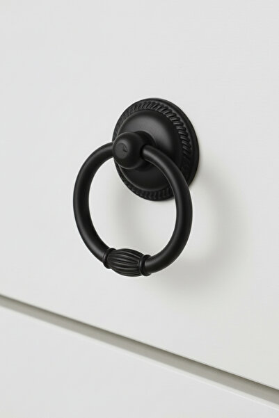 MegaVitrin 5 Pcs Nobel Ring Pendulum Furniture Handle Set - Single Screw - 60 mm Black Cabinet and Drawer Handle