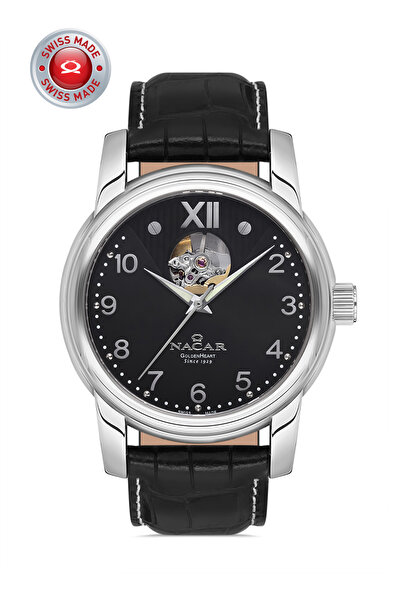 Nacar SAFİR CAM KLASİK SİYAH ERKEK KOL SAATİ NC02-290023-ABL1