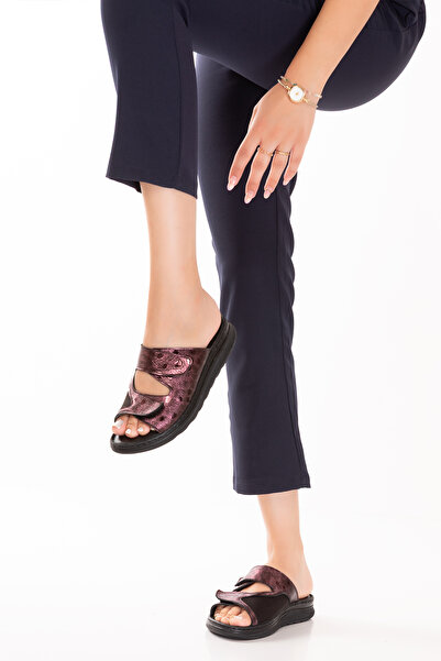 Gondol Hakiki Deri Kemik Çıkıntısına Özel Rahat Terlik irm.173 Bordo