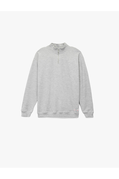 Koton Hanorac de bază cu mânecă lungă, cu jumătate de fermoar, cu guler ridicat