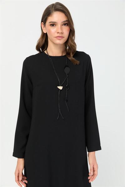 Esswaap Rahat Kesim Kolyeli Elbise Siyah