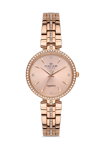 Nacar ساعة يد نسائية زجاجية وردية ذهبية اللون NC36- 391049 -RPMS