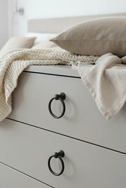 MegaVitrin 5 Pcs Ring Pendulum Furniture Handle Set - Single Screw - 60 mm Smoked Cabinet and Drawer Handle