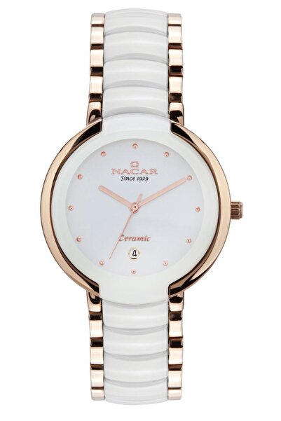 Nacar SAFİR CAM KLASİK BEYAZ ERKEK KOL SAATİ NC26-298352-RWM