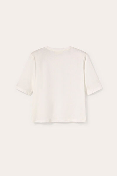 Pilea Broderie albă pentru femei, detaliată, pernițe pentru umeri piese tricou