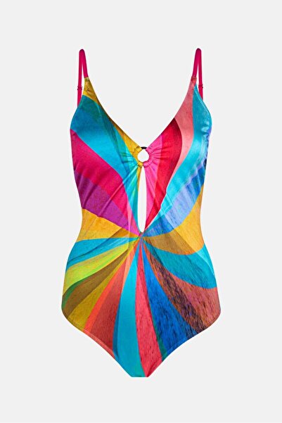 AYYILDIZ 4313 Blue Fuchsia Patterned Swimsuit