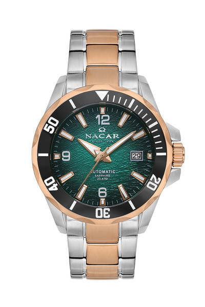 Nacar SAFİR CAM SPOR GÜMÜŞ - ROSE ERKEK KOL SAATİ NC36-291738-ENM