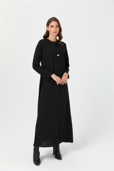 Esswaap Rahat Kesim Kolyeli Elbise Siyah