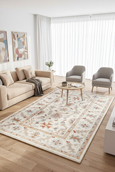 ARTLOOP Dorian Eskitme Desenli Dokuma Taban Bej Şönil Halı AL 437