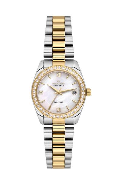 Nacar SAFİR CAM GÜMÜŞ - ALTIN KADIN KOL SAATİ NC34-39A427-CWMS