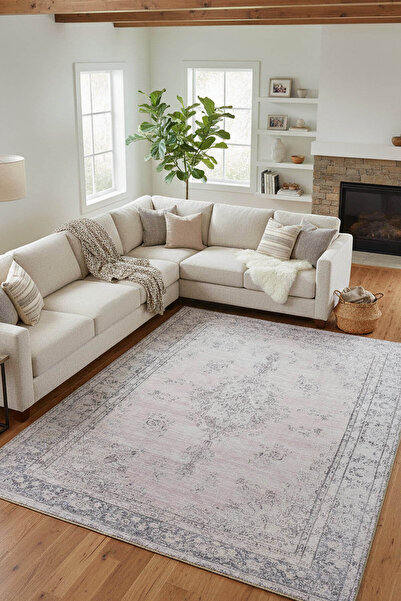 ARTLOOP Dorian Eskitme Desenli Dokuma Taban Dekoratif Bej Halı AL 128