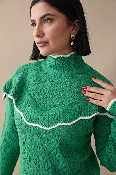 InStyle Pulover din tricotaje cu dungi Alvi - verde