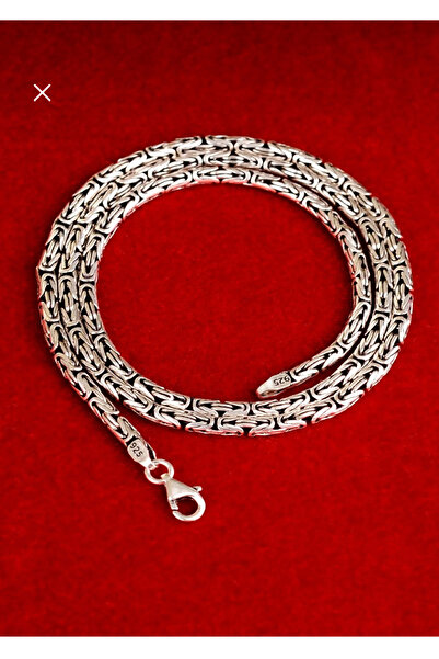 BÜYÜKSAAT GÜMÜŞ 925 Ayar Gümüş Kral Zincir Yuvarlak Kral Model Kolye 3.5 mm