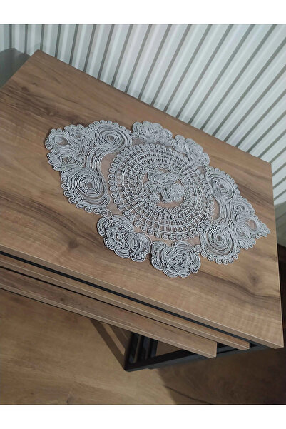 Çt Çeyizci Tekstil Gray Living Room Set - 3-Piece Coffee Table and Table Cloth, Bedroom