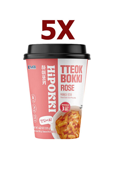 SANSKORE Hipokki Rose Soslu Kore Tteokbokki Pirinç Keki 120gr 5'li Set