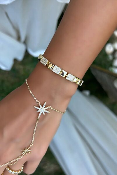 Leo'Stone Radiant Blocks Kuyumcu İşçiliği 14K Altın Kaplama Premium Seri Kadı...