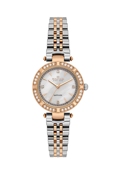Nacar SAFİR CAM GÜMÜŞ - ROSE KADIN KOL SAATİ NC34-39B690-ESMS
