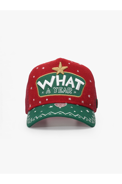 RustandRich Kadın Erkek Kırmızı Yılbaşı Trucker Şapka-urban Collection-what A Year