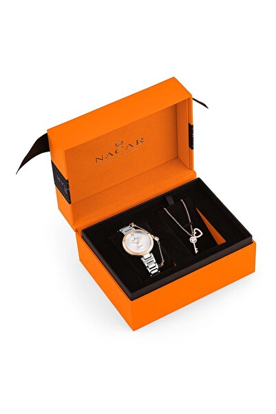 Nacar SAFİR CAM GÜMÜŞ KADIN KOL SAATİ NC36-391972-ESMS-SET