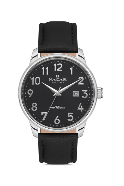 Nacar ساعة يد رجالية كلاسيكية باللون الأسود NC21- 297170 -ABL1