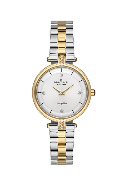 Nacar SAFİR CAM GÜMÜŞ - ALTIN KADIN KOL SAATİ NC34-39C714-CSMS