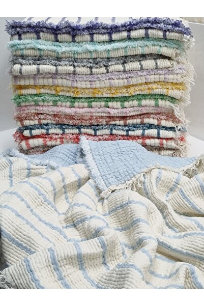 Yada Baby 100% Cotton 8 Layer Multi Muslin Baby Kids Blanket – XL (120X100 cm) Baby Blue