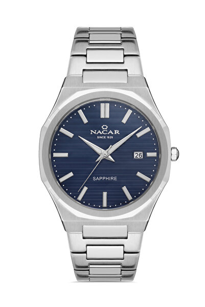 Nacar Safir Glass Silver Men's Wristwatch Nc34- 290356 -Alm