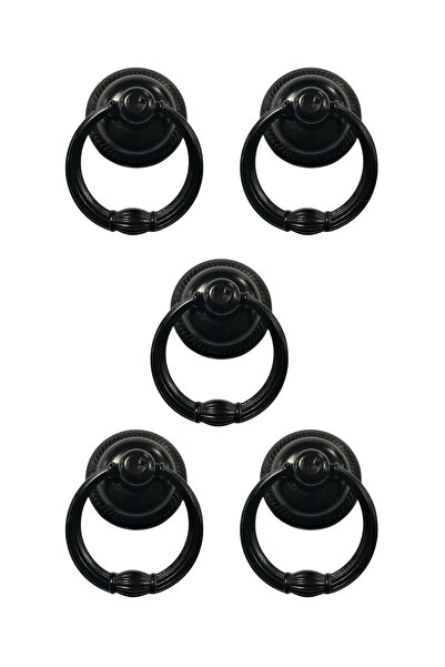 MegaVitrin 5 Pcs Nobel Ring Pendulum Furniture Handle Set - Single Screw - 60 mm Black Cabinet and Drawer Handle