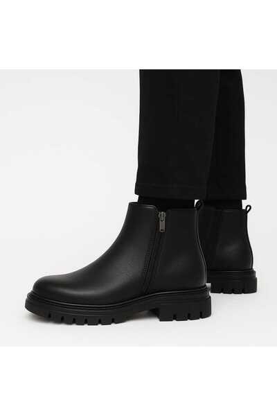 Zegeshoes Hakiki Deri Çift Fermuarlı Erkek Kışlık Bot Kaymaz Taban Su Geçirmez Koku Yapmaz Chelsea