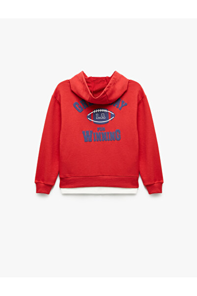 Koton Pamuklu Uzun Kollu Baskılı Kapşonlu Sweatshirt